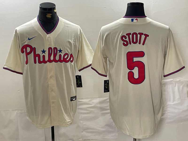 Mens Philadelphia Phillies #5 Bryson Stott Cream Cool Base Jersey